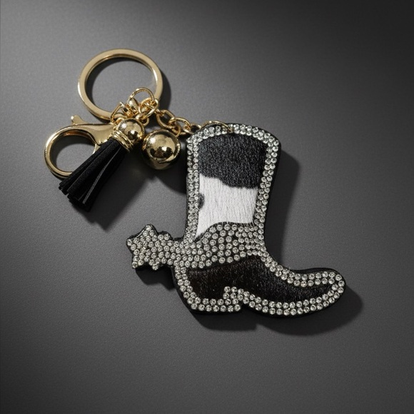 Cowboy Boot Keychain with Rhinestones - Picture 1 of 1